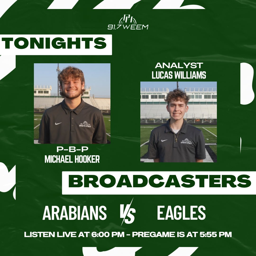91.7 WEEM (@917weem) on Twitter photo Tune in to game day, Arabians! Your Arabians are taking on the Delta Eagles at home. Michael Hooker and Lucas Williams are delivering the broadcast! First pitch is at 6:00 PM and pre-game is at 5:55 PM. Don't miss out! ⚾️🏟️
<a href="/PHHSAthletics/">Arabians Athletics</a> <a href="/ArabianBaseball/">Arabian Baseball</a> Tune in to game day, Arabians! Your Arabians are taking on the Delta Eagles at home. Michael Hooker and Lucas Williams are delivering the broadcast! First pitch is at 6:00 PM and pre-game is at 5:55 PM. Don't miss out! ⚾️🏟️
<a href="/PHHSAthletics/">Arabians Athletics</a> <a href="/ArabianBaseball/">Arabian Baseball</a>
