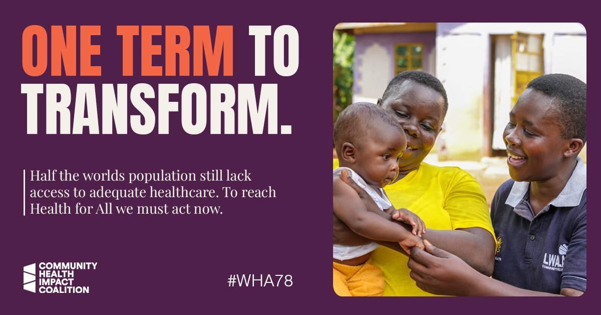 MusoHealth's tweet image. CHWs are vital for #healthforall!
Undeniable evidence shows that CHWs deliver primary health care in a way that improves access, increases equity, and saves lives.
That’s why at #WHA78 we’re advocating for #proCHWs to be the norm worldwide.