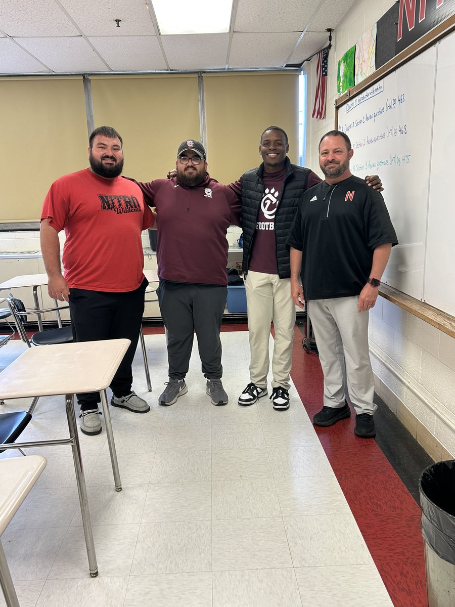 Nitro Wildcats Football (@recruitnitrohs) on Twitter photo Shout out to <a href="/Coach_DWhitney/">DeAirus Whitney</a> & <a href="/CoachDCJohnson/">Dante Johnson</a> of <a href="/ConcordFootball/">Concord University Football</a> for stopping by Nitro today and speaking with our student athletes!!
Thanks Coach Whitney for the love on your own post!
We look forward to a special season, and staying in touch
#MountainLions
#NitrovsEVERYBODY Shout out to <a href="/Coach_DWhitney/">DeAirus Whitney</a> & <a href="/CoachDCJohnson/">Dante Johnson</a> of <a href="/ConcordFootball/">Concord University Football</a> for stopping by Nitro today and speaking with our student athletes!!
Thanks Coach Whitney for the love on your own post!
We look forward to a special season, and staying in touch
#MountainLions
#NitrovsEVERYBODY
