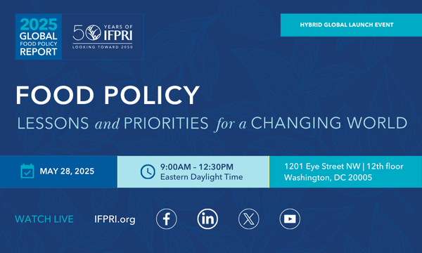 📢 Just one week until the launch of IFPRI's 2025 Global Food Policy Report | Food Policy: Lessons and Priorities for a Changing World

Have you registered yet?

📆 May 28, 9:00 am – 12:30 pm EDT

📍In-person and online

🎫 bit.ly/GFPR2025

<a href="/CGIAR/">CGIAR</a> #GFPR2025 #IFPRI50