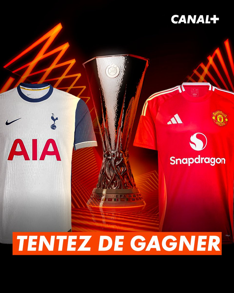 CanalplusFoot's tweet image. LES MAILLOTS DES FINALISTES DE LIGUE EUROPA À GAGNER 🤩

Tentez de remporter le maillot des Tottenham Hotspur ou de Manchester United avant la finale à 21H sur CANAL+ ⬇️

- RT ce post ✅
- Abonne toi à @CanalplusFoot ✅
- Dis nous en commentaire lequel tu voudrais ✅

Tirage le…