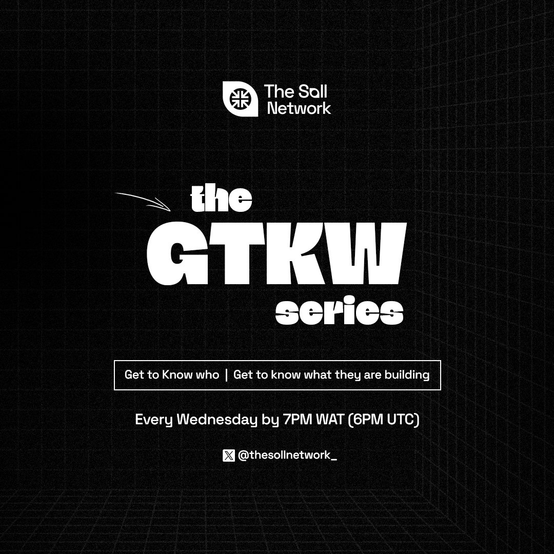 The Soll Network (@thesollnetwork_) on Twitter photo GM TSN! ๐คญ
Weโre excited to announce the start of our ๐ Space series - The GTKW Series.
The series will bring us close to builders and the why behind what theyโre building.
๐๐ฒ๐ ๐๐ผ ๐ธ๐ป๐ผ๐ ๐๐ต๐ผ is building,
Know what they are building
Connect and grow with ease. ๐ค GM TSN! ๐คญ
Weโre excited to announce the start of our ๐ Space series - The GTKW Series.
The series will bring us close to builders and the why behind what theyโre building.
๐๐ฒ๐ ๐๐ผ ๐ธ๐ป๐ผ๐ ๐๐ต๐ผ is building,
Know what they are building
Connect and grow with ease. ๐ค