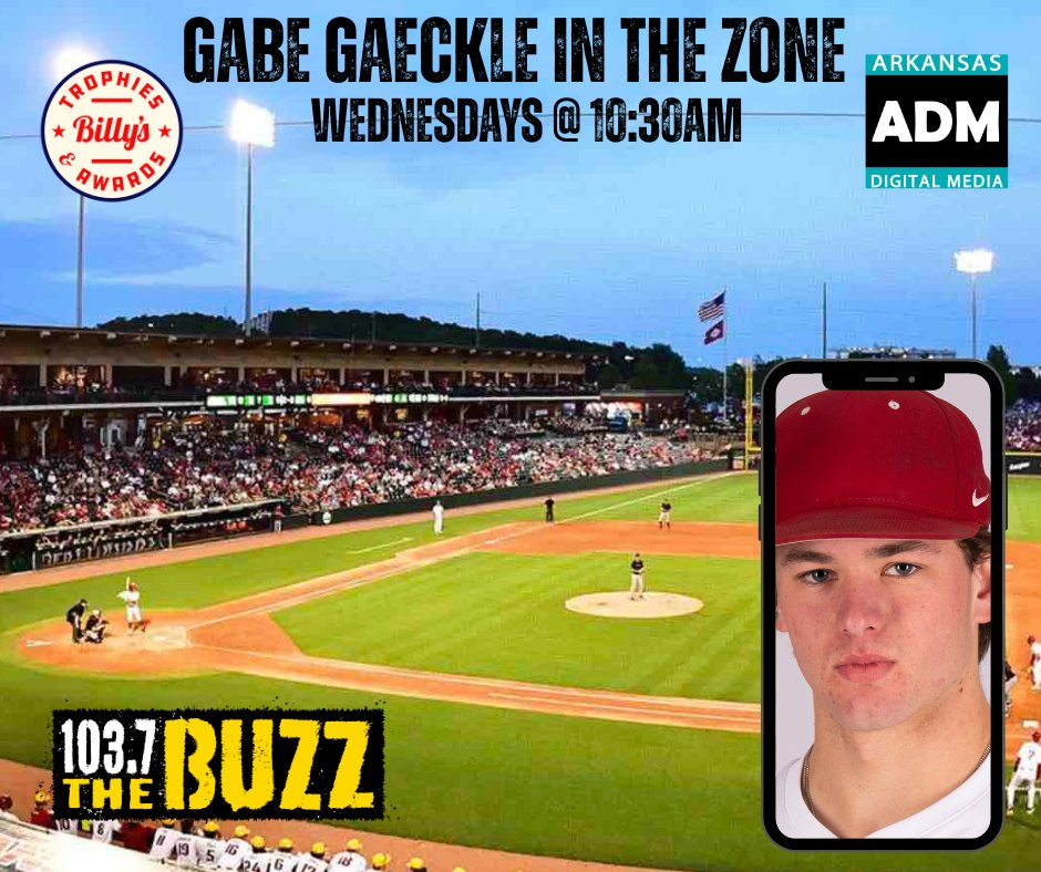 Tune in tomorrow at 10:30am when Razorback pitcher Gabe Gaeckle calls into the Zone. Presented by Arkansas Digital Media ArkansasDigitalMedia.com and Billy’s Awards BillysAwards.com

<a href="/MediaArkansas/">ArkansasDigitalMedia</a>