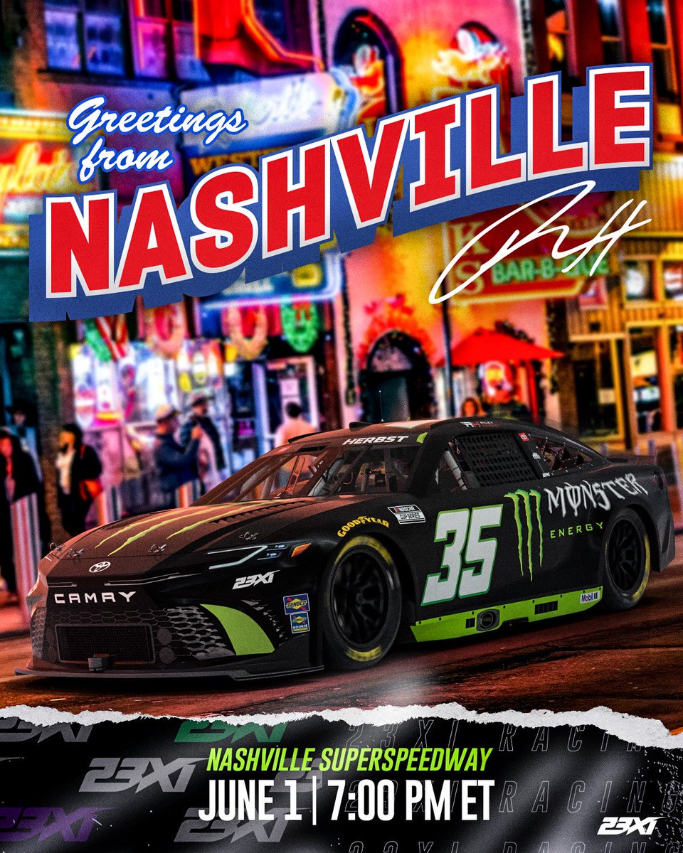 23XI Racing (@23xiracing) on Twitter photo We’re bringing four times the fun to Nashville 🤠🎶
<a href="/PNFP/">Pinnacle Financial Partners</a> | <a href="/ChiefsBroadway/">Chief's on Broadway</a> | <a href="/ChumbaCasino/">Chumba Casino</a> | <a href="/MonsterEnergy/">Monster Energy</a> We’re bringing four times the fun to Nashville 🤠🎶
<a href="/PNFP/">Pinnacle Financial Partners</a> | <a href="/ChiefsBroadway/">Chief's on Broadway</a> | <a href="/ChumbaCasino/">Chumba Casino</a> | <a href="/MonsterEnergy/">Monster Energy</a>