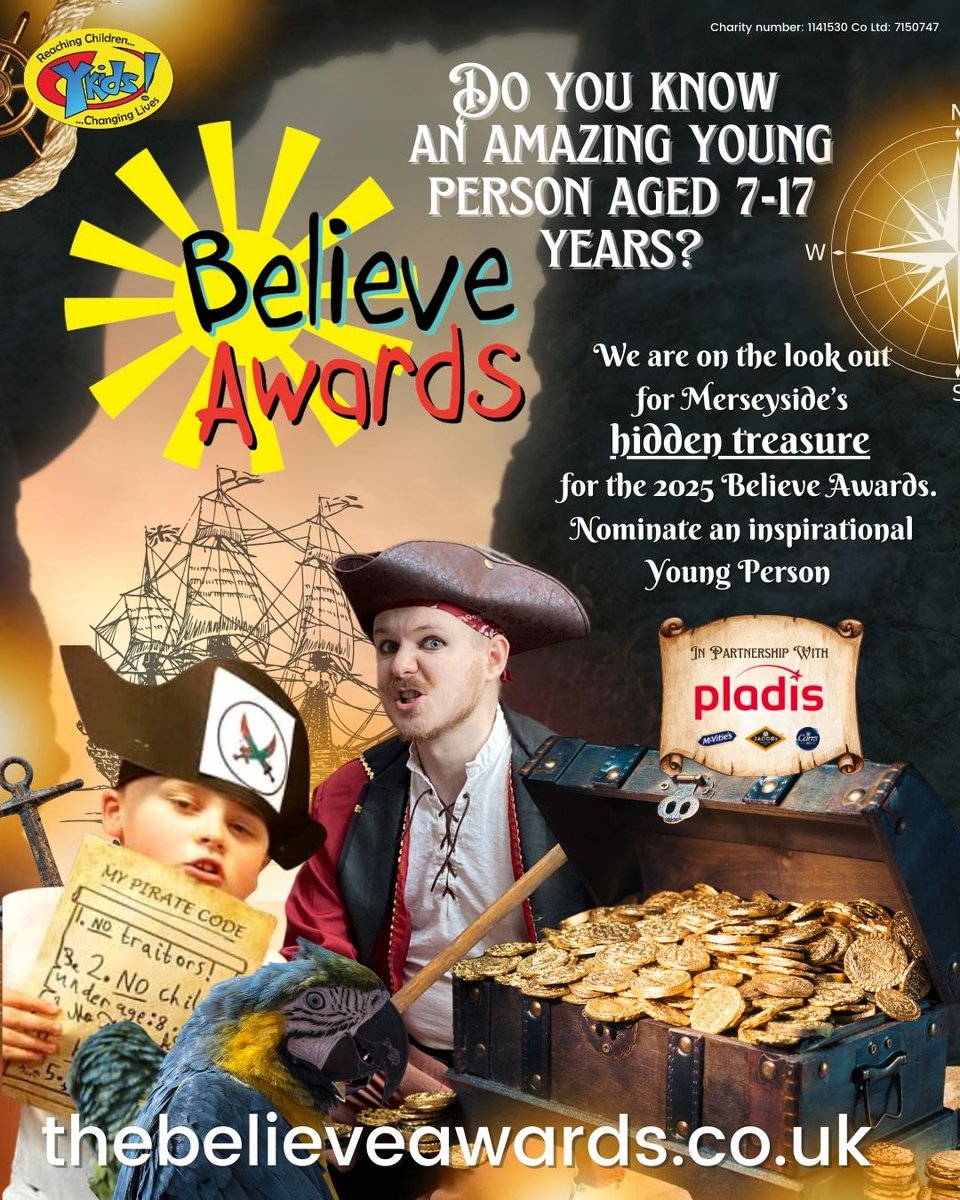 Do you know an amazing child or young person?!

<a href="/Ykids_Charity/">Ykids</a> Believe Awards nominations are open for young people aged 7-17 living across the Liverpool City Region!🏆

The closing date for nominations is Sunday 25th May 2025! For more information, visit: thebelieveawards.co.uk/nominate