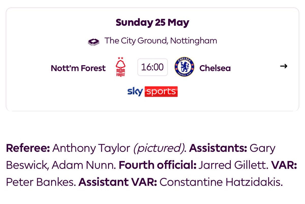 the biggest game going for nottingham forest this weekend and we have the biggest corrupt ref going … Nice one 👏 😤