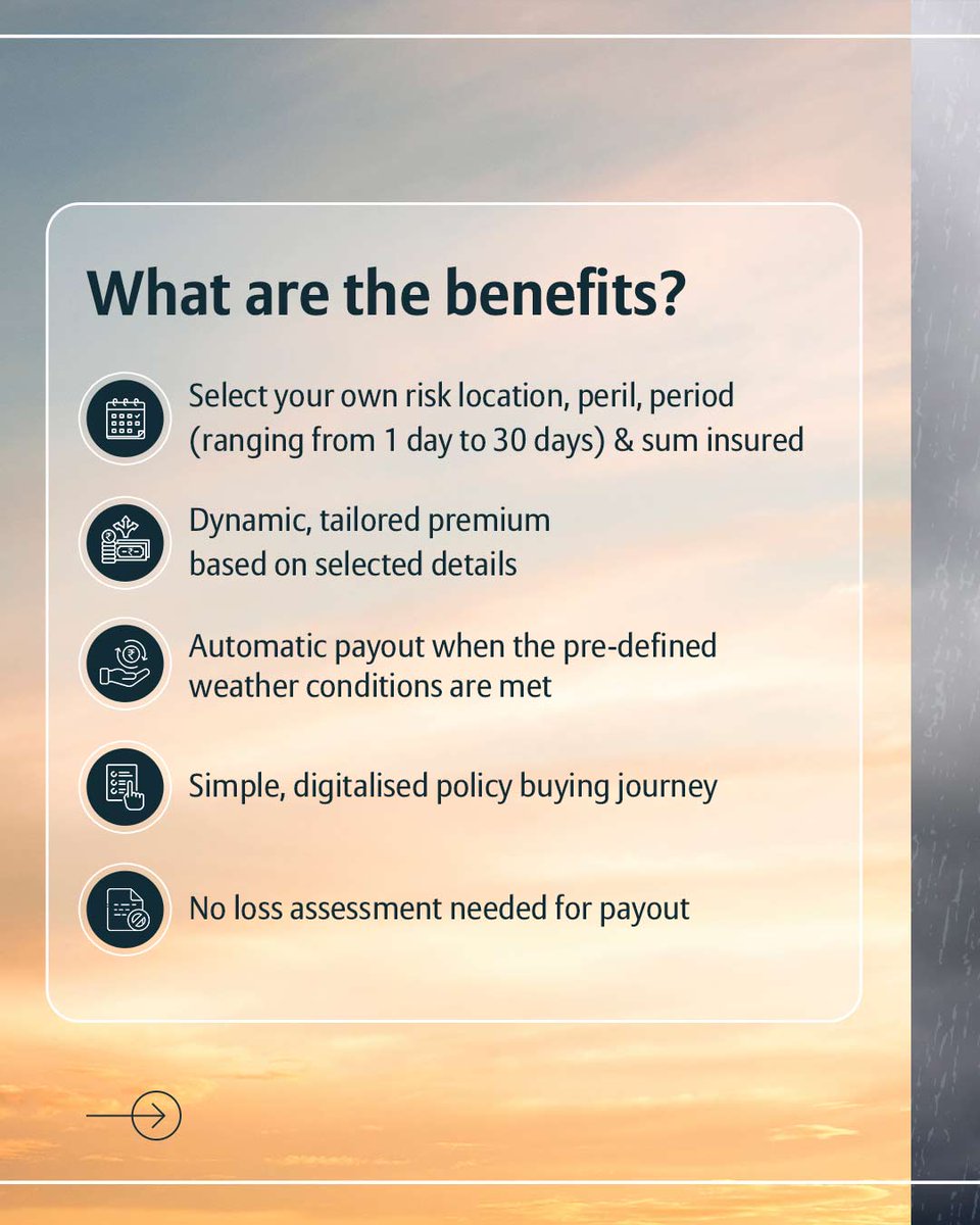bajajgeneral's tweet photo. Meet ClimateSafe: For financial risks caused by unpredictable weather conditions.
Instant security with automatic payouts, no claims required.
Know More: https://t.co/tIyUP5X3Sa
#CaringlyYours #ForwardKaroCare #Weather #ClimateSafe #BeInsured #BeSecured #InsuranceKaAssurance