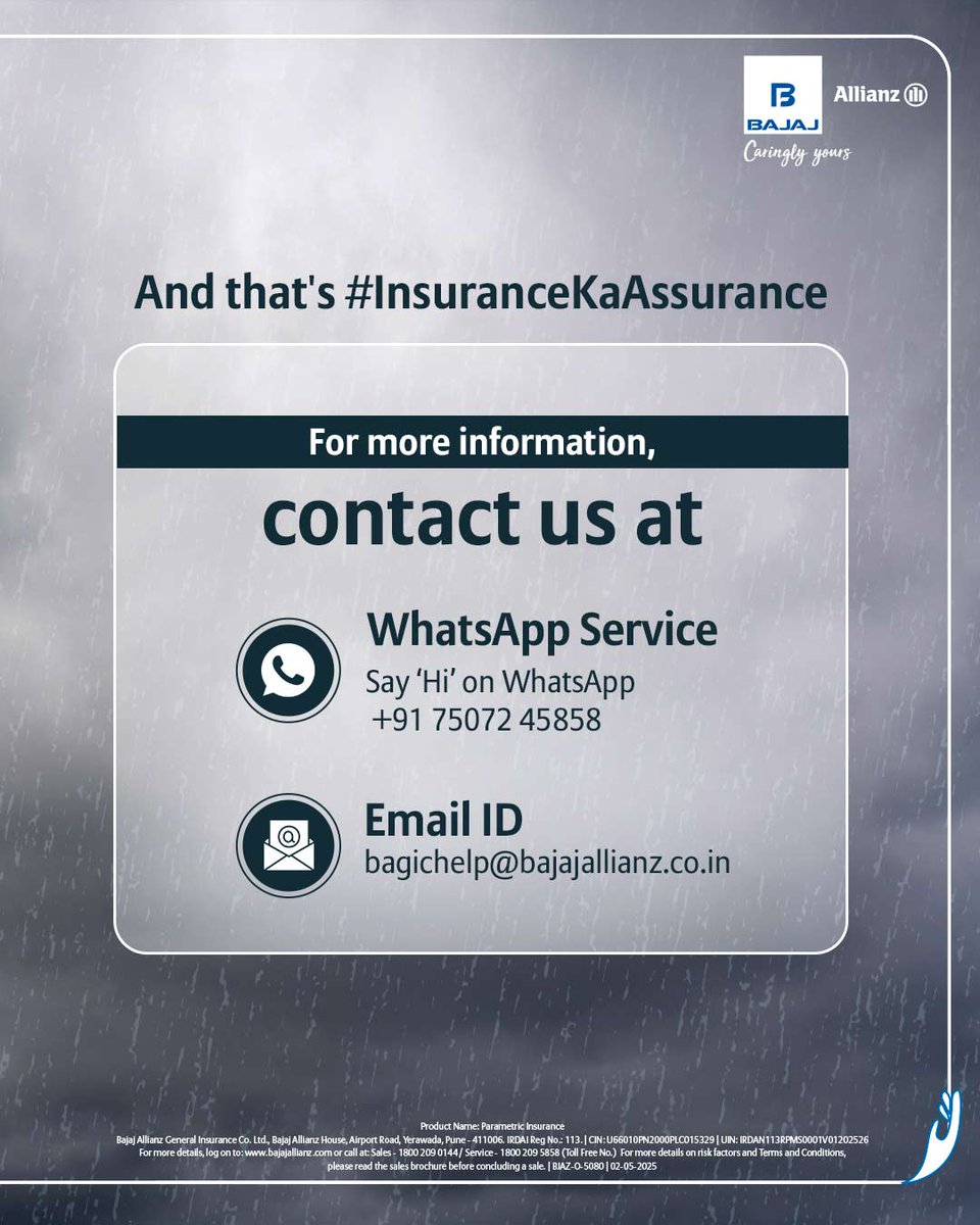 bajajgeneral's tweet photo. Meet ClimateSafe: For financial risks caused by unpredictable weather conditions.
Instant security with automatic payouts, no claims required.
Know More: https://t.co/tIyUP5X3Sa
#CaringlyYours #ForwardKaroCare #Weather #ClimateSafe #BeInsured #BeSecured #InsuranceKaAssurance
