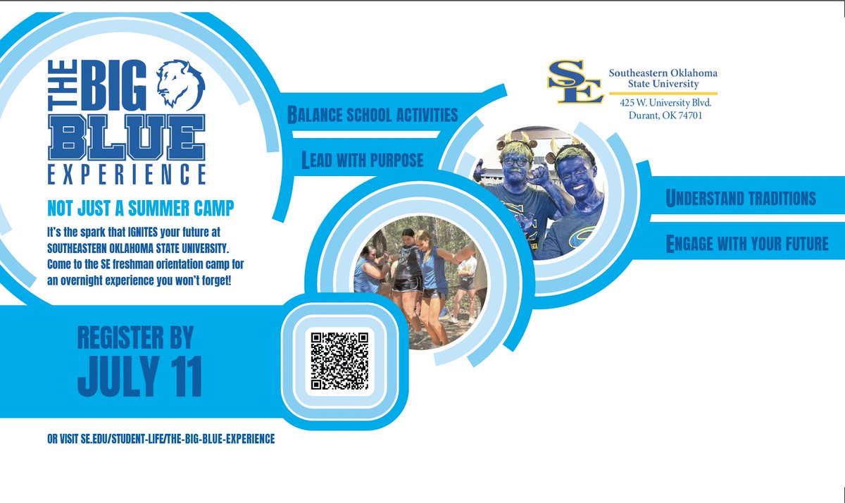 This Summer -The Countdown is ON for New SE Students!
Your SE story begins at the #BigBLUE Experience! Join incoming students to connect, grow, and create lasting bonds. Spots are limited. Sign up today!
Dates: July 30–31
Deadline: July 11–Register now! 

se.edu/student-life/t…
