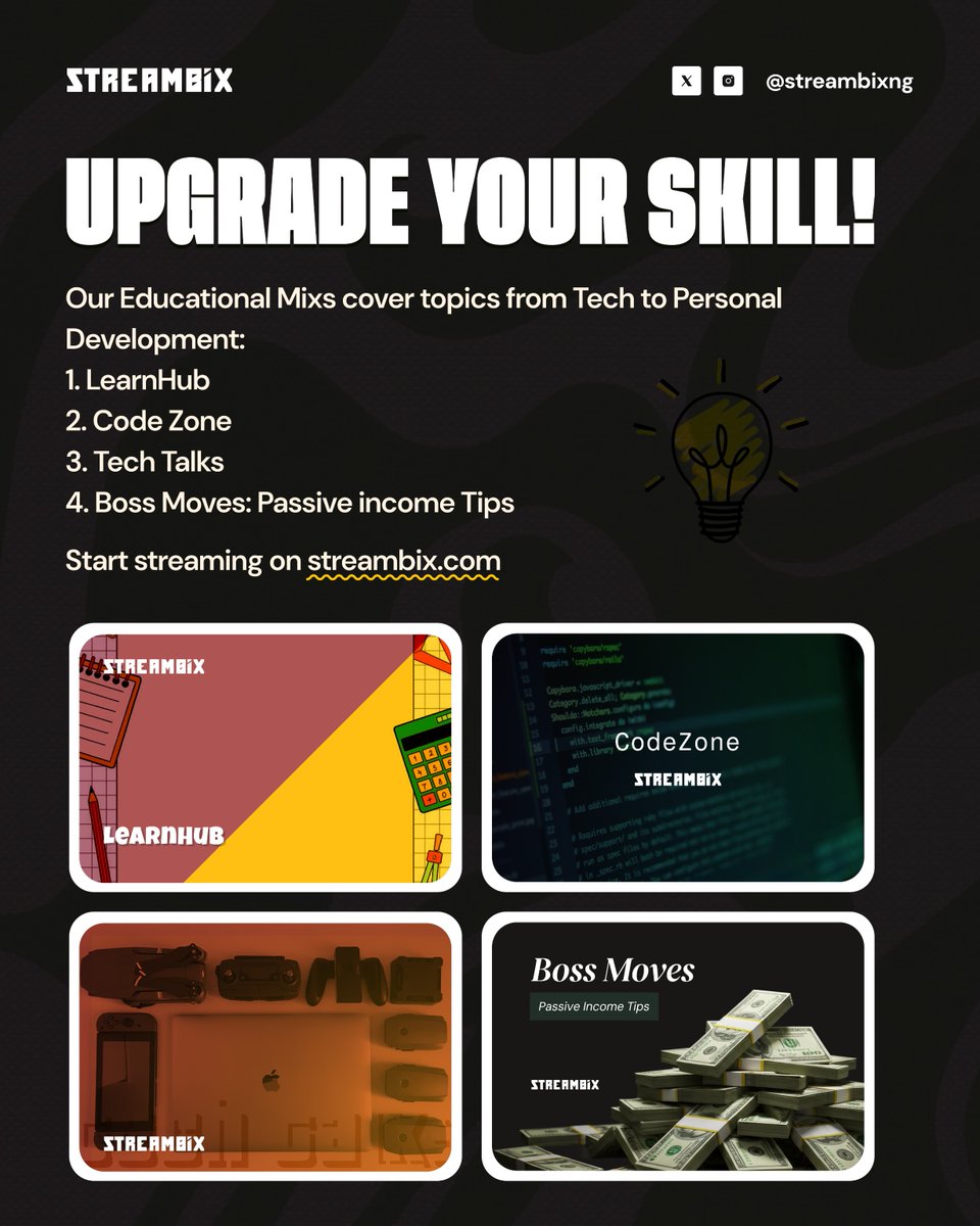 streambixng's tweet image. Knowledge is power, and we learn every day.🤓
Dive into educational content on StreamBix; from tips on how to make more money to coding tutorials, we've got something for everyone.
Visit streambix.com to get started.
#StreamBix #CodingTutorials #SkillDevelopment