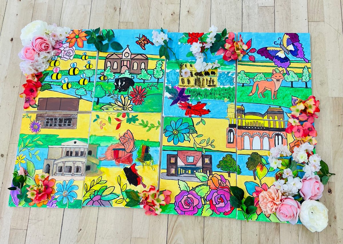 Our #BishopsStortford Dance Re:Ignite group worked with visual #artist Gabrielle, who drew the elements of Bishop’s Stortford that the group treasures most, to be represented in their #artwork🌼 

Thanks to Adri Welham and Gabrielle Vickery Art 🥰 

#danceforall