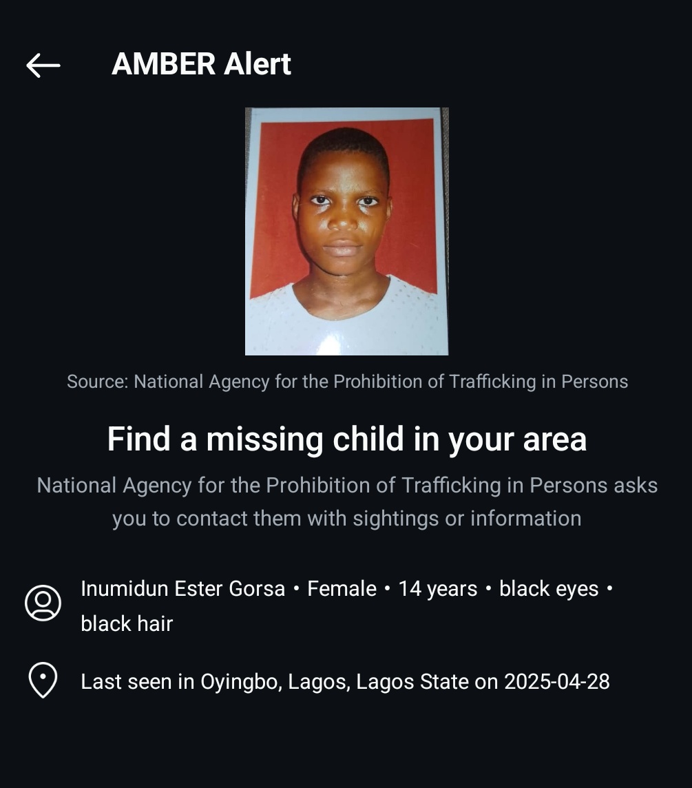 I got this Amber Alert on my phone.. 

Please circulate.