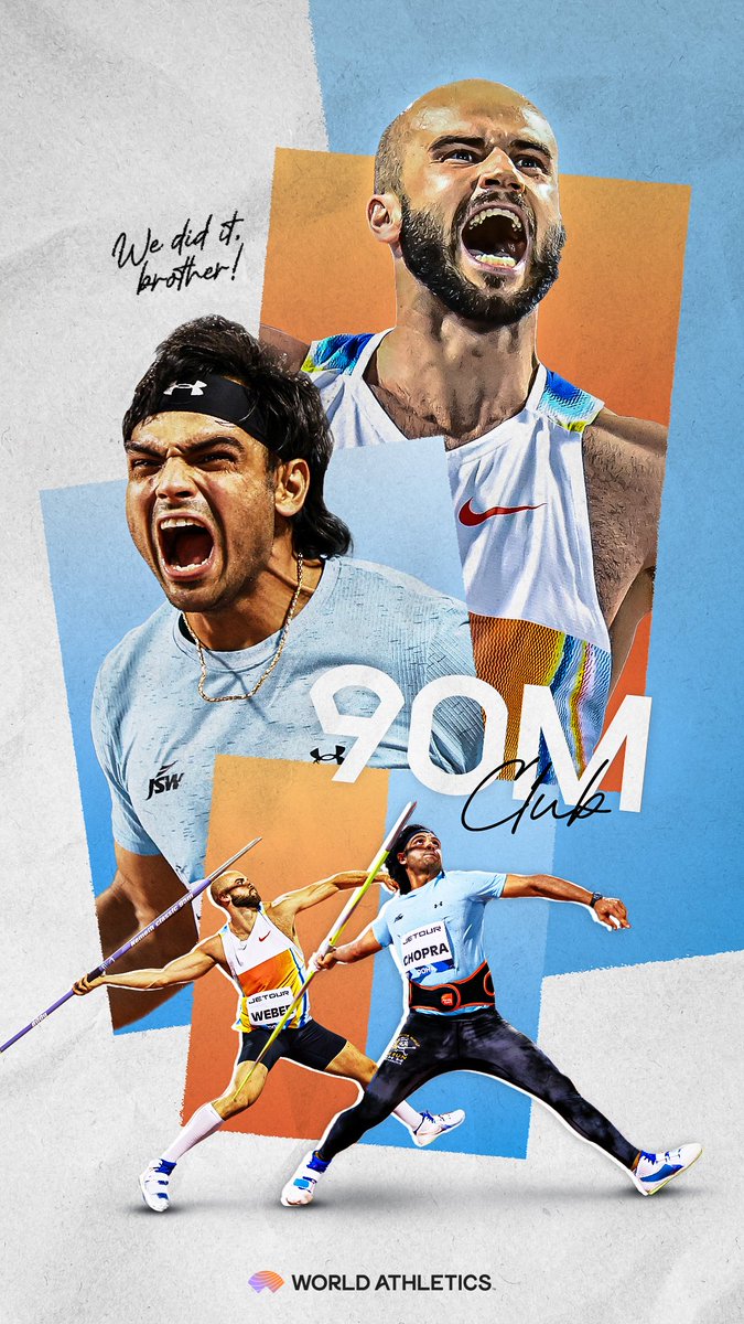 World Athletics (@worldathletics) on Twitter photo 90 METRE CLUB ๐ฅ
Julian Weber ๐ฉ๐ช and <a href="/Neeraj_chopra1/">Neeraj Chopra</a> ๐ฎ๐ณ both soared past the legendary 90m barrier in Doha last week and weโre still not over it ๐คฏ
This Wednesdayโs Wallpaper is a tribute to two giants of the javelin ๐ช
#DiamondLeague 90 METRE CLUB ๐ฅ
Julian Weber ๐ฉ๐ช and <a href="/Neeraj_chopra1/">Neeraj Chopra</a> ๐ฎ๐ณ both soared past the legendary 90m barrier in Doha last week and weโre still not over it ๐คฏ
This Wednesdayโs Wallpaper is a tribute to two giants of the javelin ๐ช
#DiamondLeague