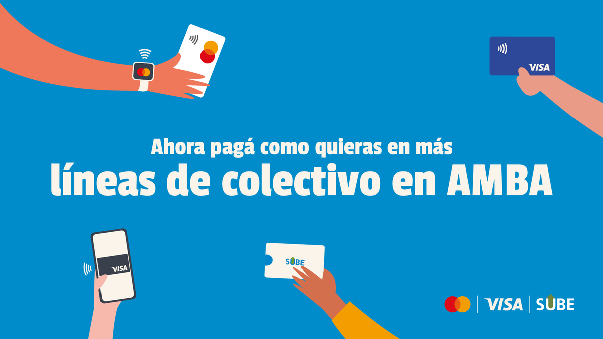 TarjetaSUBEok's tweet photo. ¡Nuevos medios de pago en más colectivos del Área Metropolitana de Buenos Aires! 🚌
Las líneas 8, 37, 100 y 134 de jurisdicción nacional que circulan por el AMBA ya permiten pagar el boleto con:
✔ Tarjetas de débito, crédito y prepagas sin contacto Visa y Mastercard.
✔ Celulares y relojes con NFC que tengan esas tarjetas asociadas.
✔ SUBE física o digital.
Para abonar, acercá el medio de pago elegido a la máquina de cobro hasta que aparezca la confirmación de pago en pantalla ✅
Recordá: beneficios como la Tarifa Social Federal y los descuentos locales siguen activos si usás tu SUBE.
Conocé más 👉 https://t.co/tCLwXkzCwB