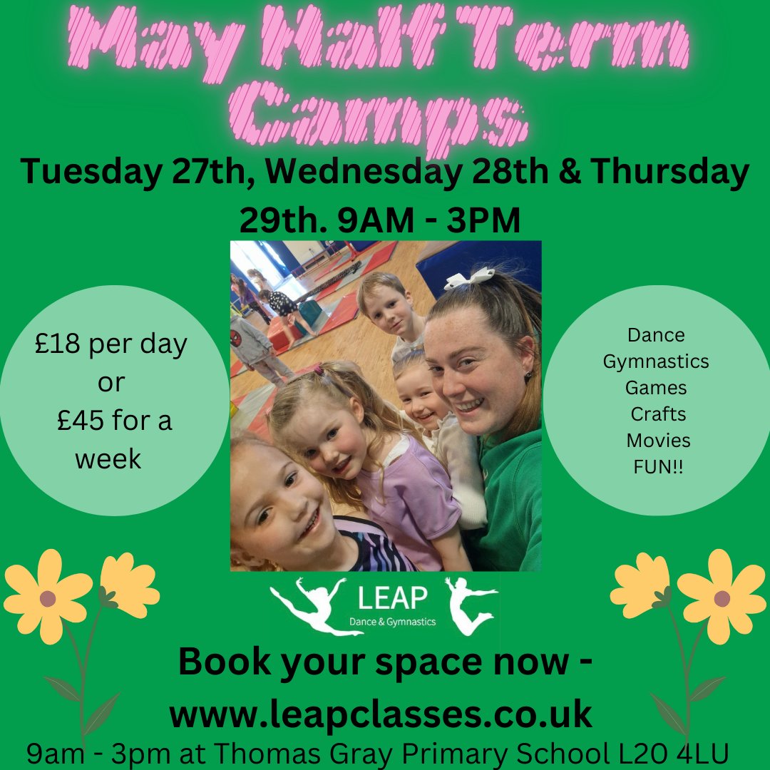 SeftonCU's tweet image. #MayHalfTerm #LearningDestinationSpotlight:

@Leapclasses Have their May Half Term Camps coming up and they also have a brand NEW Saturday Gymnastics Class!

For more information, or to book onto one of their classes, please visit: leapclasses.co.uk

#LearningForFun