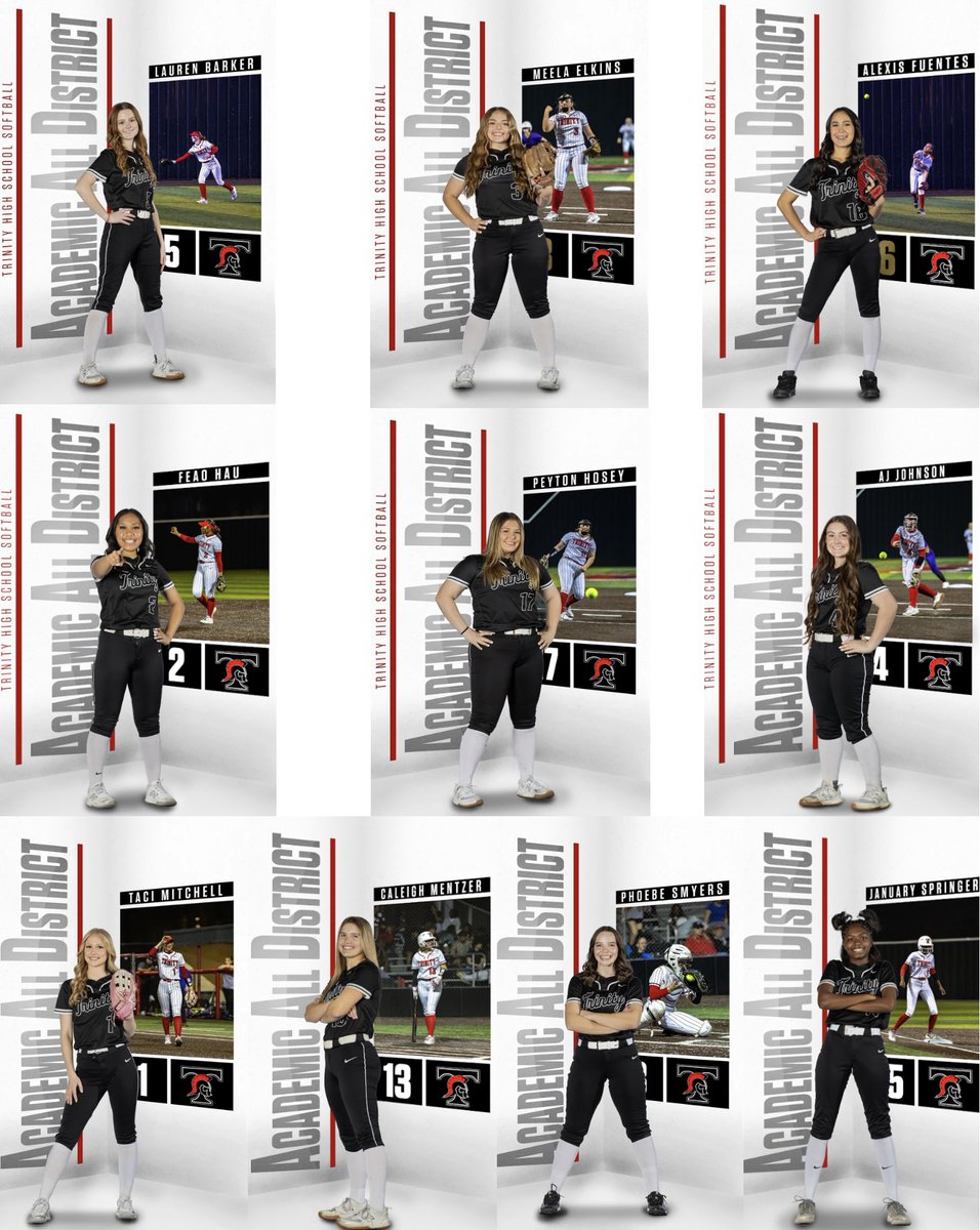 Trinity Trojans Softball (TX) (@trinity_trojans) on Twitter photo Proud of all of our Student-Athletes for Academic All-District! Proud of all of our Student-Athletes for Academic All-District!