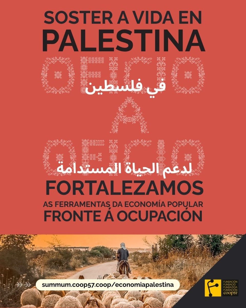AIS_OPeto's tweet photo. Tras 77 anos de ocupación e máis de ano e medio de xenocidio, a economía #palestina está en colapso.
@FundacioCoop57 e @coop_57 iniciamos campaña para fortalecer a rede financeira palestina.
🧵#Sosteravida #oficioaoficio
https://t.co/osFKfLGjPf https://t.co/h8sbnLSW3l