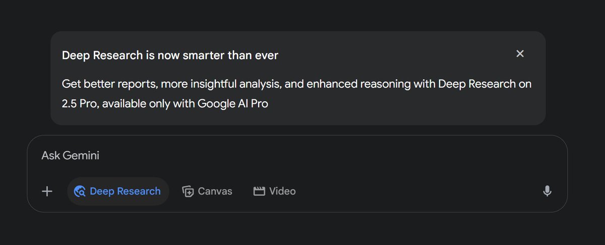 ia_met's tweet photo. @kingdavidyonko Deep Research is powered with Gemini 2.5 Pro if you're a Google AI Pro / Ultra subscriber :) https://t.co/ryDv9ZmLIy