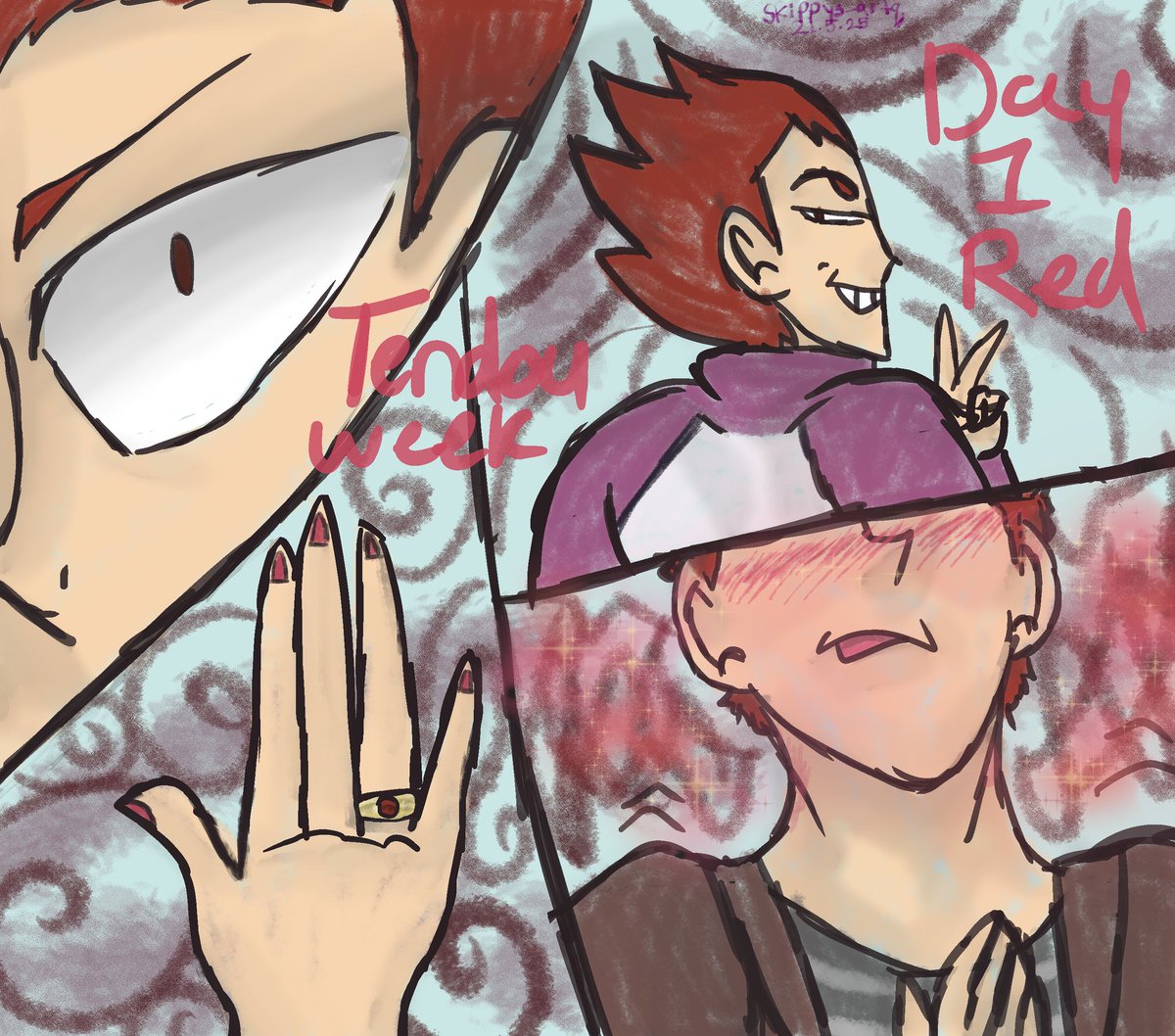 skippysartq's tweet photo. @tendouweek2025 #tendousatori #tendouweek Day 1 Red. Promise, I will catch up. https://t.co/gDptvWDcjD