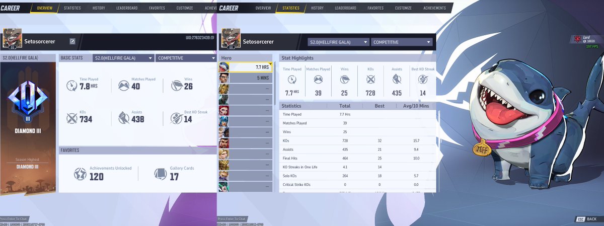 Finished another session of dps jeff only to gm. Around a 65% win rate atm and just entered Diamond. Diamond to GM maybe spread across 2 streams in the event diamond players ego get in the way of our climb :)  Also A LOT of people found me in game tonight, many old fans lol.