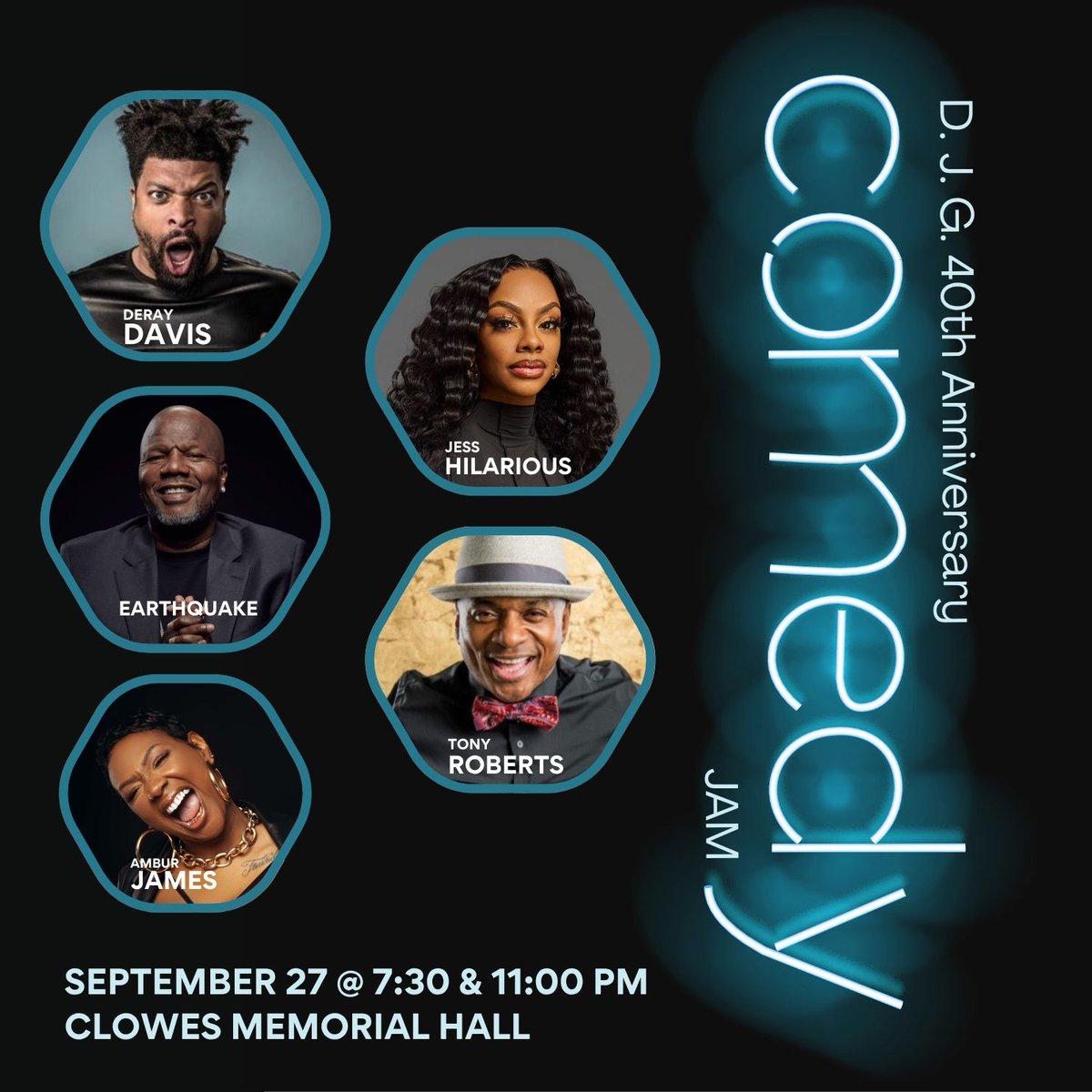 NOW ON SALE
🤣  Comedy Jam
📆 September 27 at Clowes Memorial Hall
🎟️ Get tickets at bit.ly/4k8e4EB