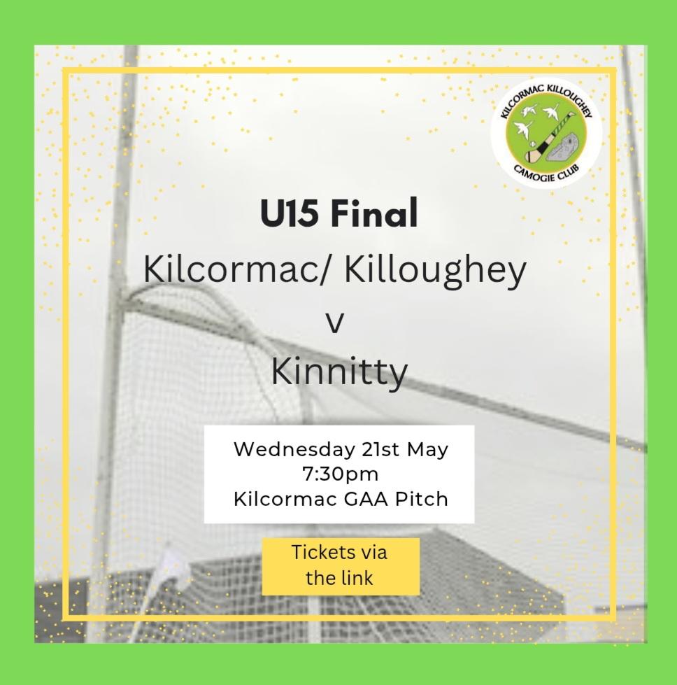 The very best of luck to our U15 team who are taking on Kinnitty this evening in Kilcormac GAA Pitch at 7:30pm in their U15 Final!!

Tickets are available at the link:
universe.com/events/ej-u15-…

Cmon KK!!!
💚💛