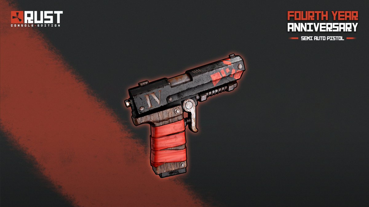 Rust Console Edition (@playrustconsole) on Twitter photo Happy 4th Birthday to Rust Console Edition! 🎉
As we continue focusing our efforts on the development of the New Gen version, we weren’t able to prepare a big celebration this year, but we still have a treat to mark the occasion!
Starting May 30th, a special anniversary skin Happy 4th Birthday to Rust Console Edition! 🎉
As we continue focusing our efforts on the development of the New Gen version, we weren’t able to prepare a big celebration this year, but we still have a treat to mark the occasion!
Starting May 30th, a special anniversary skin