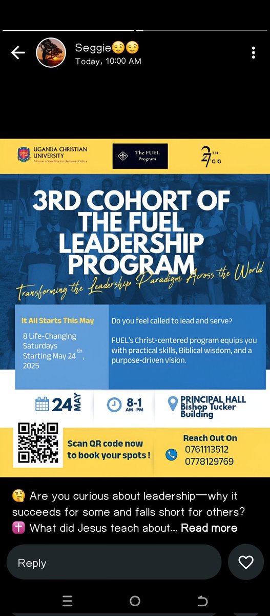 Are you curious about leadership! 

Join the FUEL 3rd Cohort  Leadership Program in a Christ‑centered curriculum that blends practical training to equip yourself with skills, wisdom &amp; vision to lead with integrity.

📅 Apply now, deadline is May 23rd, 2025
forms.gle/HEx3wpMckyt9DV…