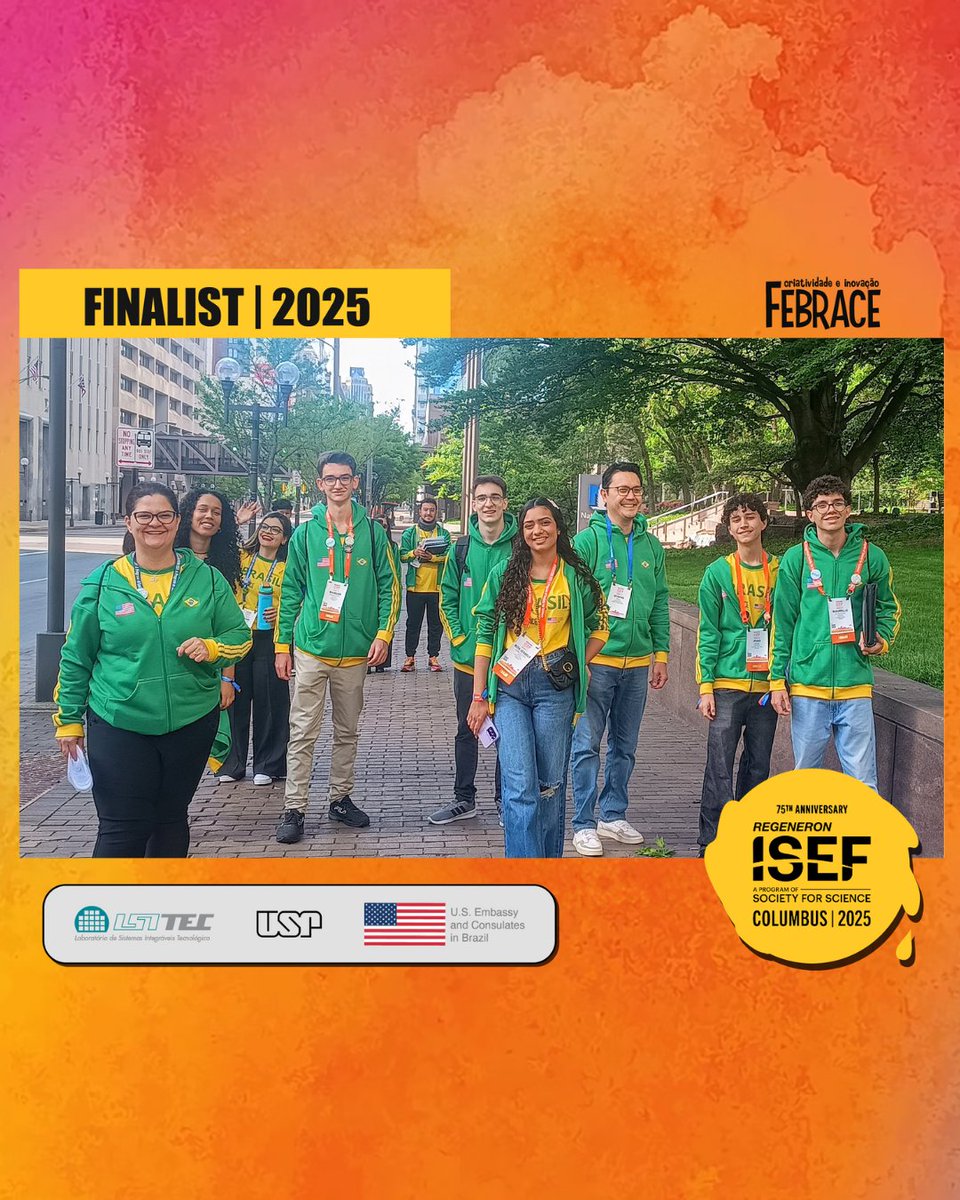 febrace's tweet photo. O começo de um sonho registrado no feed! 🤩
Confira alguns registros especiais da delegação brasileira no Centro de Convenções onde foi realizada a #RegeneronISEF 2025 e em Columbus, Ohio, nos EUA.
🤩 Alguma dúvida de que foi incrível?!
#FEBRACE #FEBRACEvaleapena https://t.co/AaMOy0stVL