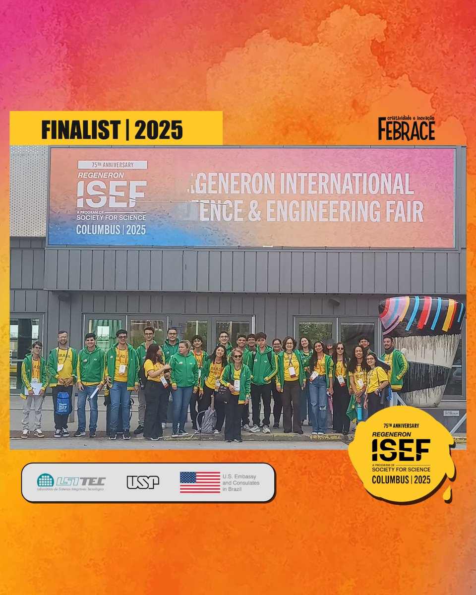 febrace's tweet photo. O começo de um sonho registrado no feed! 🤩
Confira alguns registros especiais da delegação brasileira no Centro de Convenções onde foi realizada a #RegeneronISEF 2025 e em Columbus, Ohio, nos EUA.
🤩 Alguma dúvida de que foi incrível?!
#FEBRACE #FEBRACEvaleapena https://t.co/AaMOy0stVL