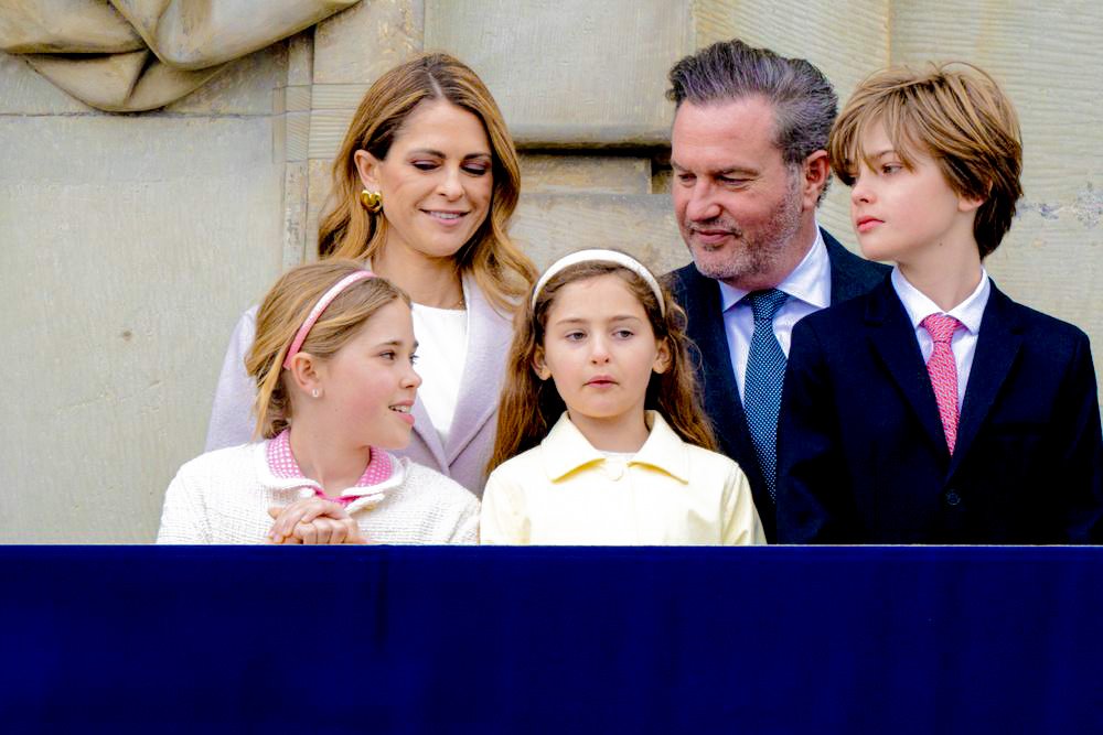 royalchildren_'s tweet photo. #PrincessMadeleine #ChrisONeill #PrincessLeonore #PrinceNicolas and #PrincessAdrienne of Sweden attend King Carl XVI Gustaf of Sweden's 79th birthday celebrations, at the Royal Palace in Stockholm, Sweden 👑🎂 -April 30th 2025.
.
📷 : https://t.co/bI0gVPiNqR. https://t.co/j6L3BSCkPp