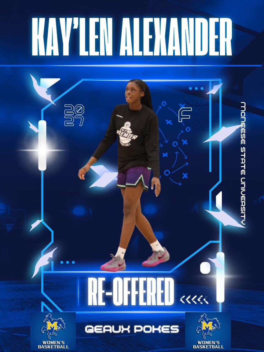 Kay’Len Alexander (@kaylen_a2027) on Twitter photo After a great conversation with <a href="/CoachAyla/">Ayla Guzzardo</a> and <a href="/JustCoachRob/">Ronneka Robertson</a> I am blessed to receive an offer from <a href="/McNeeseWBB/">McNeese Women’s Basketball</a>. Thank you for believing in me as I continue to grow my game #GeauxPokes <a href="/__Coach__D/">Trey DiGiglia</a> <a href="/CoachTCaheeII/">Terence Cahee II</a> <a href="/cyfairpremier/">CyFair Premier</a> <a href="/LakeCity_Pride/">L.C.Pride Basketball</a> After a great conversation with <a href="/CoachAyla/">Ayla Guzzardo</a> and <a href="/JustCoachRob/">Ronneka Robertson</a> I am blessed to receive an offer from <a href="/McNeeseWBB/">McNeese Women’s Basketball</a>. Thank you for believing in me as I continue to grow my game #GeauxPokes <a href="/__Coach__D/">Trey DiGiglia</a> <a href="/CoachTCaheeII/">Terence Cahee II</a> <a href="/cyfairpremier/">CyFair Premier</a> <a href="/LakeCity_Pride/">L.C.Pride Basketball</a>