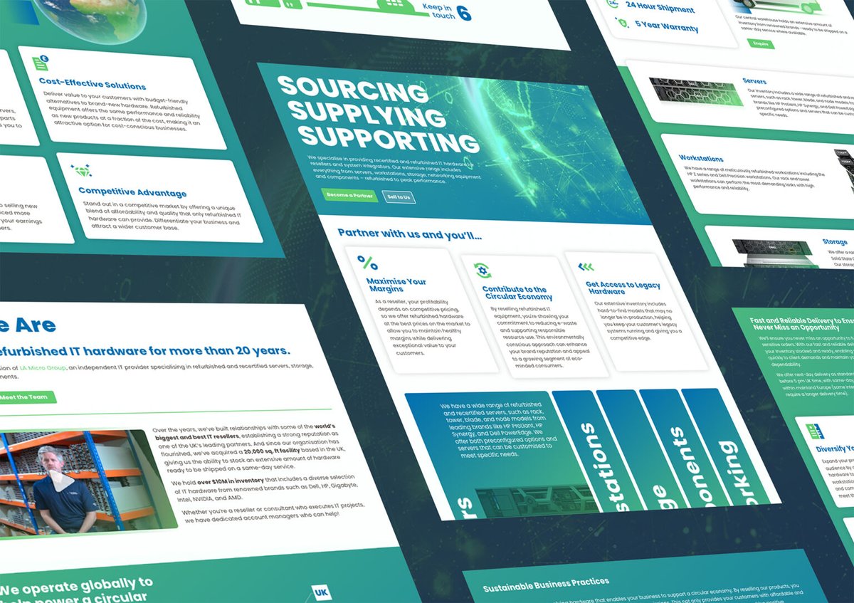 Website redesign for LA Direct Solutions.

The idea was to rebrand as a sustainable IT hardware reseller without changing key brand elements.

Know anyone that needs Branding, social media, motion graphics, web design? Get in touch!

#GraphicDesign