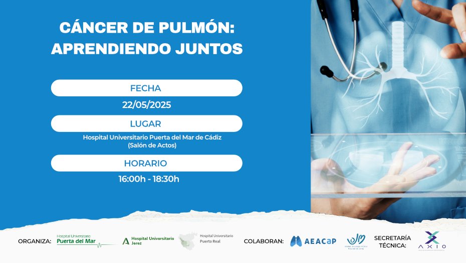 Cáncer de Pulmón (@aeacap) on Twitter photo 🔵🫁 <a href="/AEACaP/">Cáncer de Pulmón</a> colabora en la jornada '#Cáncerdepulmón: aprendiendo juntos'
➡️ Se hablará sobre el perfil de toxicidad de la quimioterapia en tumores torácicos o el papel de la enfermería avanzada en oncología médica
🗓️ 22 de mayo
🕓 16h
ℹ️ Más info 👉 bit.ly/AEACaP-Aprendi… 🔵🫁 <a href="/AEACaP/">Cáncer de Pulmón</a> colabora en la jornada '#Cáncerdepulmón: aprendiendo juntos'
➡️ Se hablará sobre el perfil de toxicidad de la quimioterapia en tumores torácicos o el papel de la enfermería avanzada en oncología médica
🗓️ 22 de mayo
🕓 16h
ℹ️ Más info 👉 bit.ly/AEACaP-Aprendi…