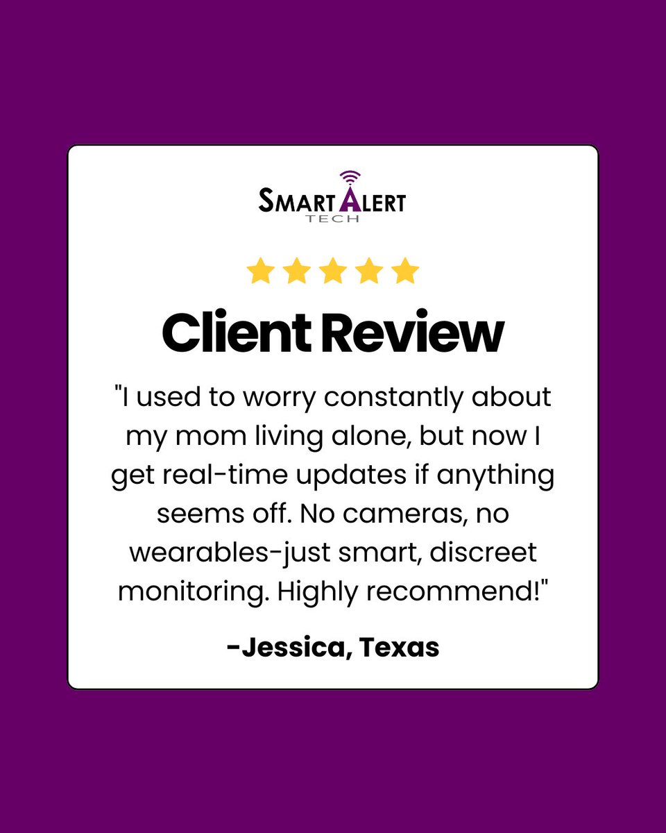 SmartAlertTech's tweet image. See how Smart Alert Tech is making a difference.💜 Try Smart Alert Tech, and share your story below!
#Testimonials #SmartAlertTech #SeniorSafety #RemoteCaregiving #CaregiverSupport #HomeSafetyDevices #PeaceOfMindTech #SmartHomeMonitoring