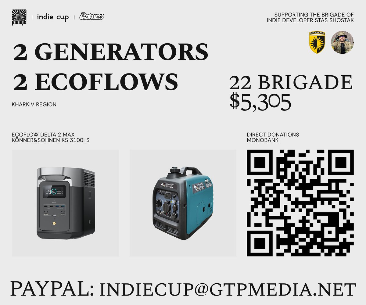 Kind reminder that the fundraiser for 22nd Mechanized Brigade will not reach its goal without your RT and donations.
Друзі, лагідне нагадування, що без ваших донатів та ретвітів залучення збір не закриється.
Банка: send.monobank.ua/jar/5gDy1ArdK6
🌐 PP: indiecup@gtpmedia.net