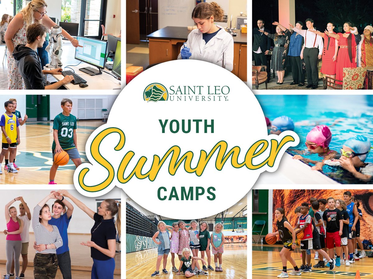 Saint Leo Youth Summer Camps registration is now open!!!

From robotics, theater, science, basketball, baseball, dance, and much more! Saint Leo has you covered for summer activities! 🏖️🌞

🔗bit.ly/4k4nBfI

#GOLIONS 🦁 | #SAINTLEO1PRIDE🦁