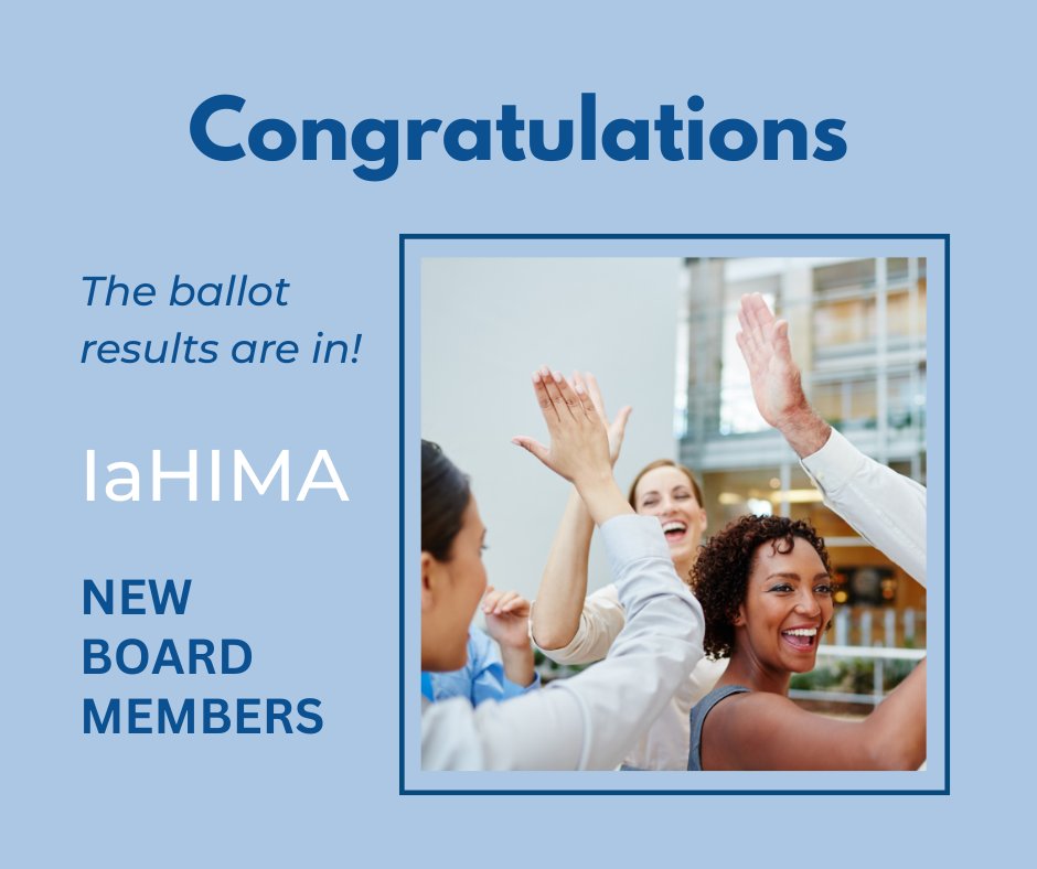 IAHIMA1's tweet photo. Please join us in congratulating and welcoming our new and returning board members - https://t.co/i1Mn4n5Lzl
Director: Shari Good, RHIT
Nominating Committee: Stacy Oakland, RHIT
Advocacy Director: Gayla Smith, RHIT https://t.co/U5L9ySYvKb