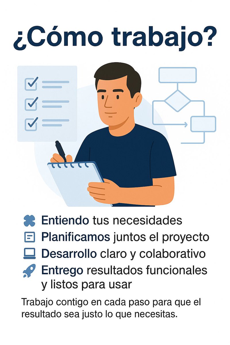 sanchezdevelop's tweet photo. 🚀 ¿Tienes una idea y no sabes cómo empezar?
Soy Álvaro, desarrollador full-stack. Te ayudo a crear webs modernas, seguras y adaptadas a ti.
🧠 Asesoría gratis
🕒 Entregas puntuales
🧩 Desarrollo a medida
📩 ¡Hablemos!

#FreelanceDev #FullStack #Programador #WebDev  #Fiverr https://t.co/E4oQGkQJkI