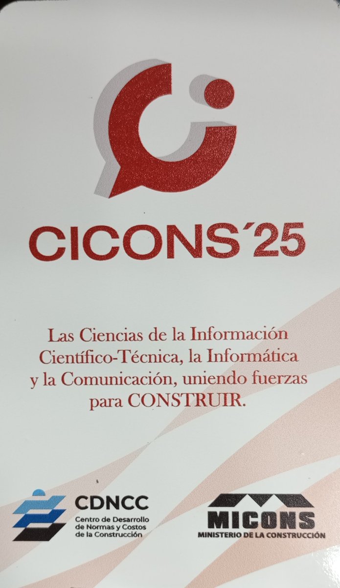 DinvaiConst's tweet photo. @DinvaiConst participando como delegado en el 12mo. Congreso de Información Científica Técnica y de la Informática en la construcción.
#cuba 
#constr https://t.co/5ns99rpaoV