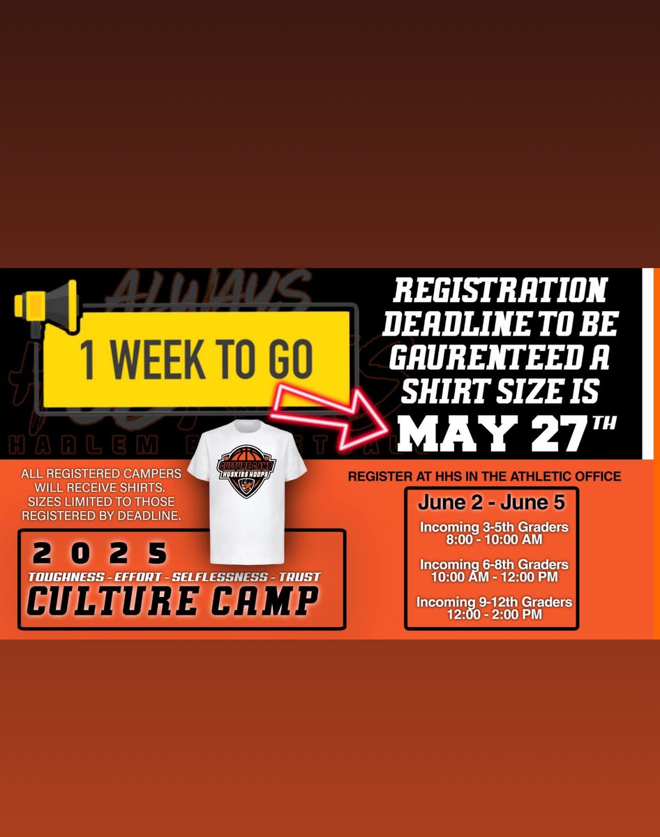 Registrations can be completed at HHS in the Athletics Office with the wonderful Mrs. Cooper! #Always_US!