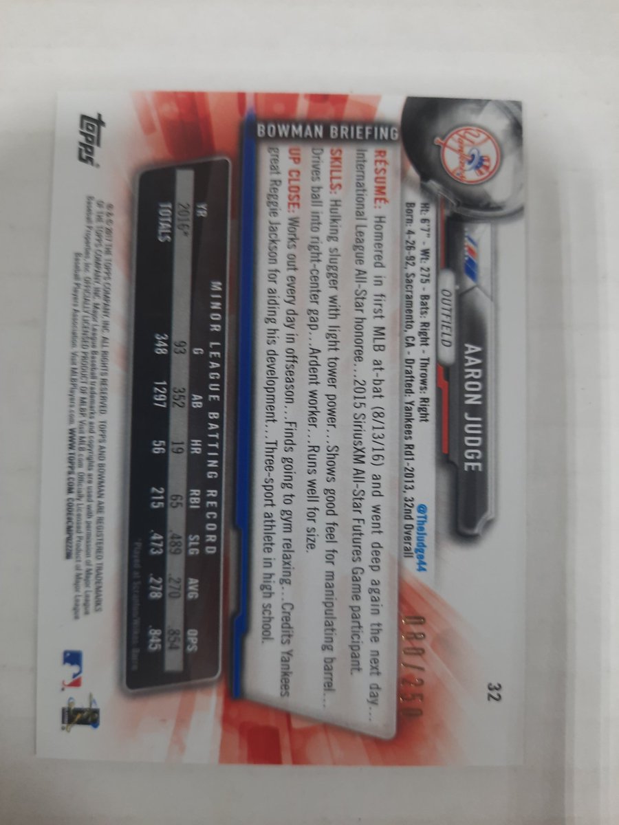 2017 Bowman Purple /250 Aaron Judge rookie! $150.00 shipped.