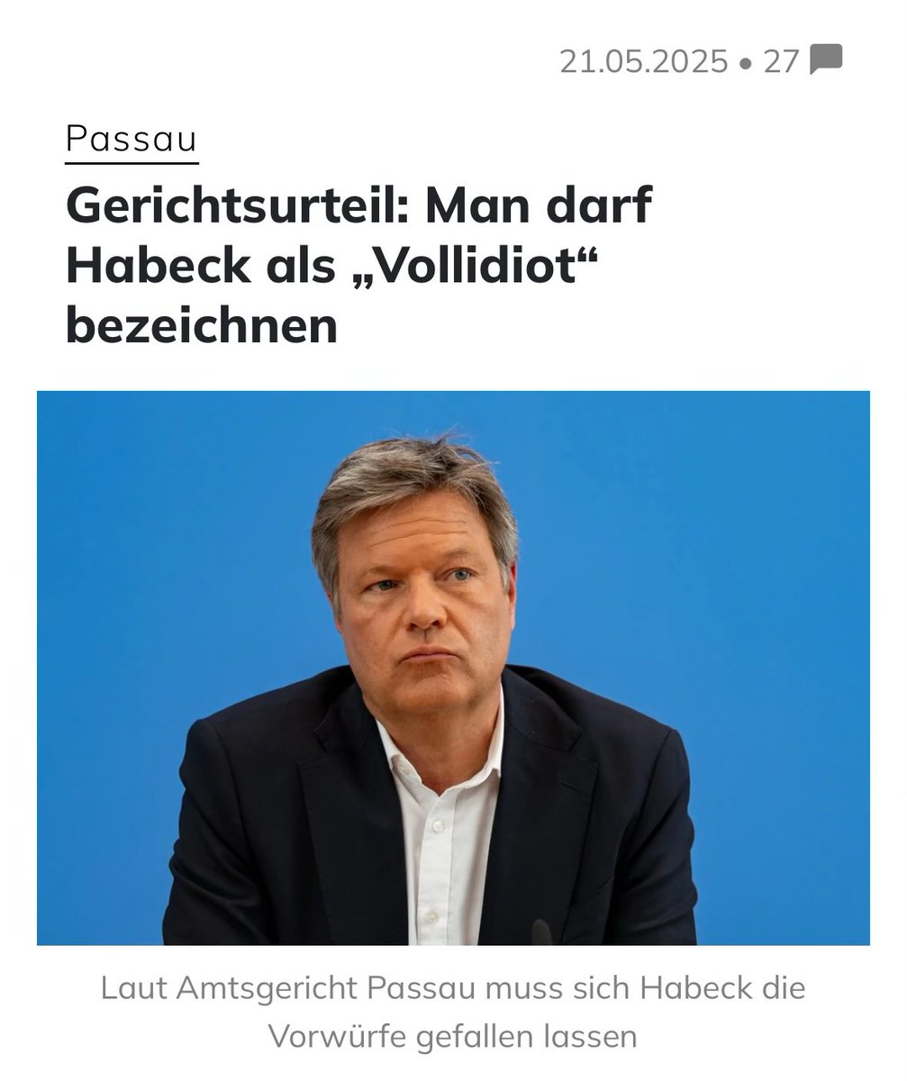 +++EIL+++

„Robert Habeck ist ein Vollidiot“ 🤩