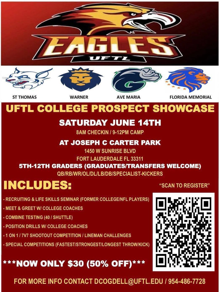 UFTL Football π¦
π (@uftlfb) on Twitter photo sign up and see you there !!
When the opportunity comes, take advantage! #Soar π¦
Contact <a href="/GUNZOE83/">koach Paul</a>
___
#UniversityofFortLauderdale #UFTL #UFTLfb #UFTLeagles #Offered #NCCAA #CollegeFootball #Football #Opportunity #Scholarship #StudentAthlete #Hudl #Film #Faith #God sign up and see you there !!
When the opportunity comes, take advantage! #Soar π¦
Contact <a href="/GUNZOE83/">koach Paul</a>
___
#UniversityofFortLauderdale #UFTL #UFTLfb #UFTLeagles #Offered #NCCAA #CollegeFootball #Football #Opportunity #Scholarship #StudentAthlete #Hudl #Film #Faith #God