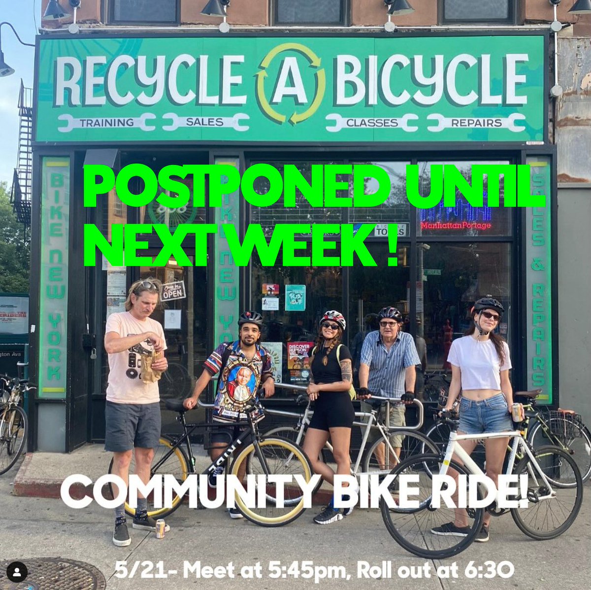POSTPONED: Our community bike ride is postponed until next week! Thank you for understanding, and see you soon!
