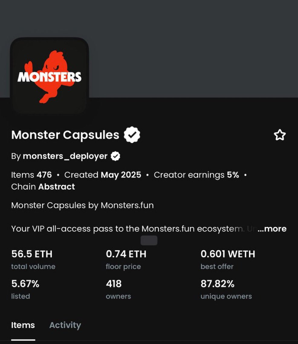 All thanks to <a href="/ElenaaETH/">Elena🌸</a> I was able to mint this , the <a href="/EHivexyz/">EHive</a> 🐝 keeps eating .

It is Abstract szn and I am super excited for this opportunity , congratulations to <a href="/monstersdotfun/">Monsters</a> team ❤️