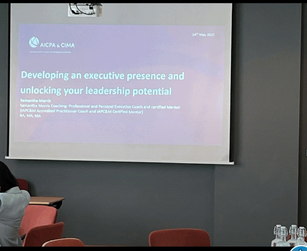 SamMorrisCoach's tweet photo. It was a pleasure to connect with some great professionals last week and I was delighted to be invited to present and talk for @AICPA &amp; CIMA on the subject of 'Developing An #ExecutivePresence &amp; #UnlockingYourLeadershipPotential'. The evening was full of energy and conversations https://t.co/ZEAwzvIcC0