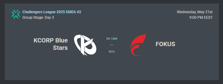 Playing vs <a href="/KarmineCorp/">Karmine Corp</a> Blue Stars today around 19-20 CET.

A win today will secure our spot in the playoffs, and with current overall standings, a very good chance to compete in Ascension towards the end of the year. 

Looking forward to having a fun and competitive match!