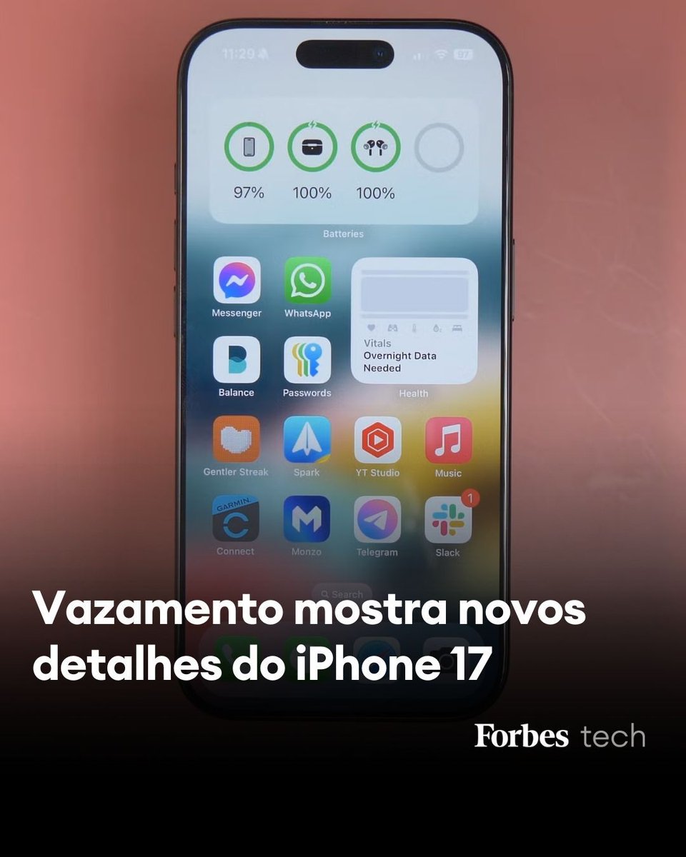 ForbesBR's tweet image. Com a otimização de bateria prevista para o iOS 19, a Apple pode compensar essa redução e melhorar a autonomia do dispositivo: forbes.com.br/forbes-tech/20…

(Foto: Reprodução)

#iPhone17 #Vazamento #Bateria #Apple #ForbesTech #ForbesBr