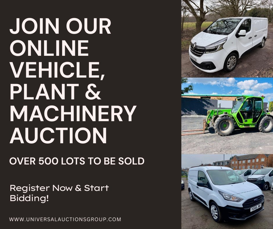 AuctionsGroup's tweet photo. ⭐ New Weekly Vehicle, Plant &amp; Machinery Auction! ⭐

🚗 Bid on a huge range of Vehicles, Heavy Plant — New &amp; Unused, Agri Equipment &amp; More

Start bidding now❗

🔗https://t.co/theBSUD4ZS

#OnlineAuction #BidToWin #DontMissOut https://t.co/xjIijPJOmV